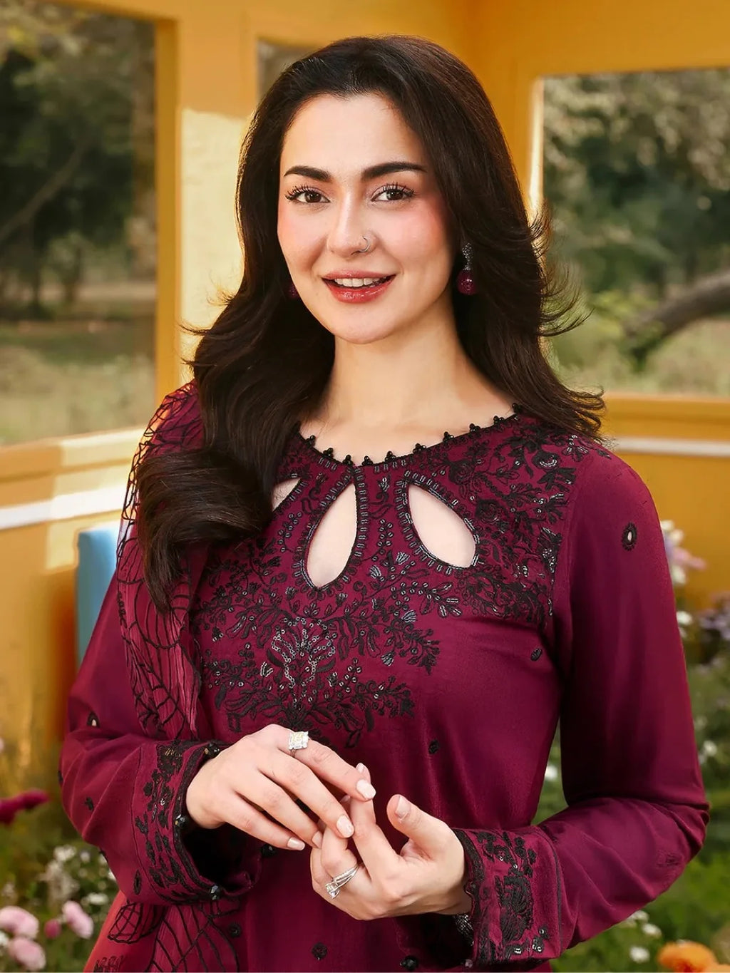 Women's Satin Rayon Embroidered Kurti Palazzo Set FZ-PR-54