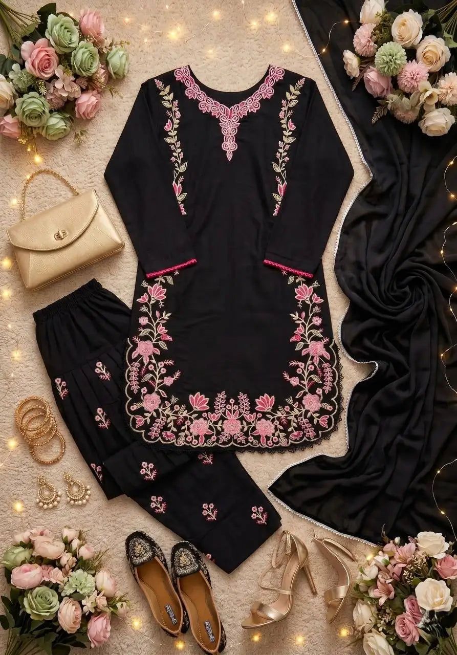 Heavy Embroidered Roman Silk Farshi Salwar Suit FZ-PR-02