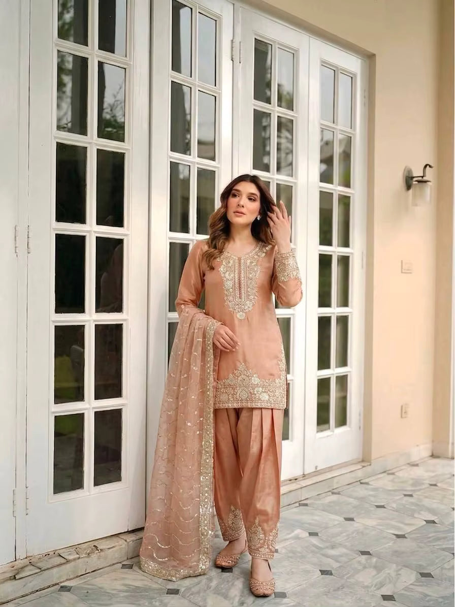 Embroidered Farshi Palazzo Party Wear Suit Set FZ-PR-01