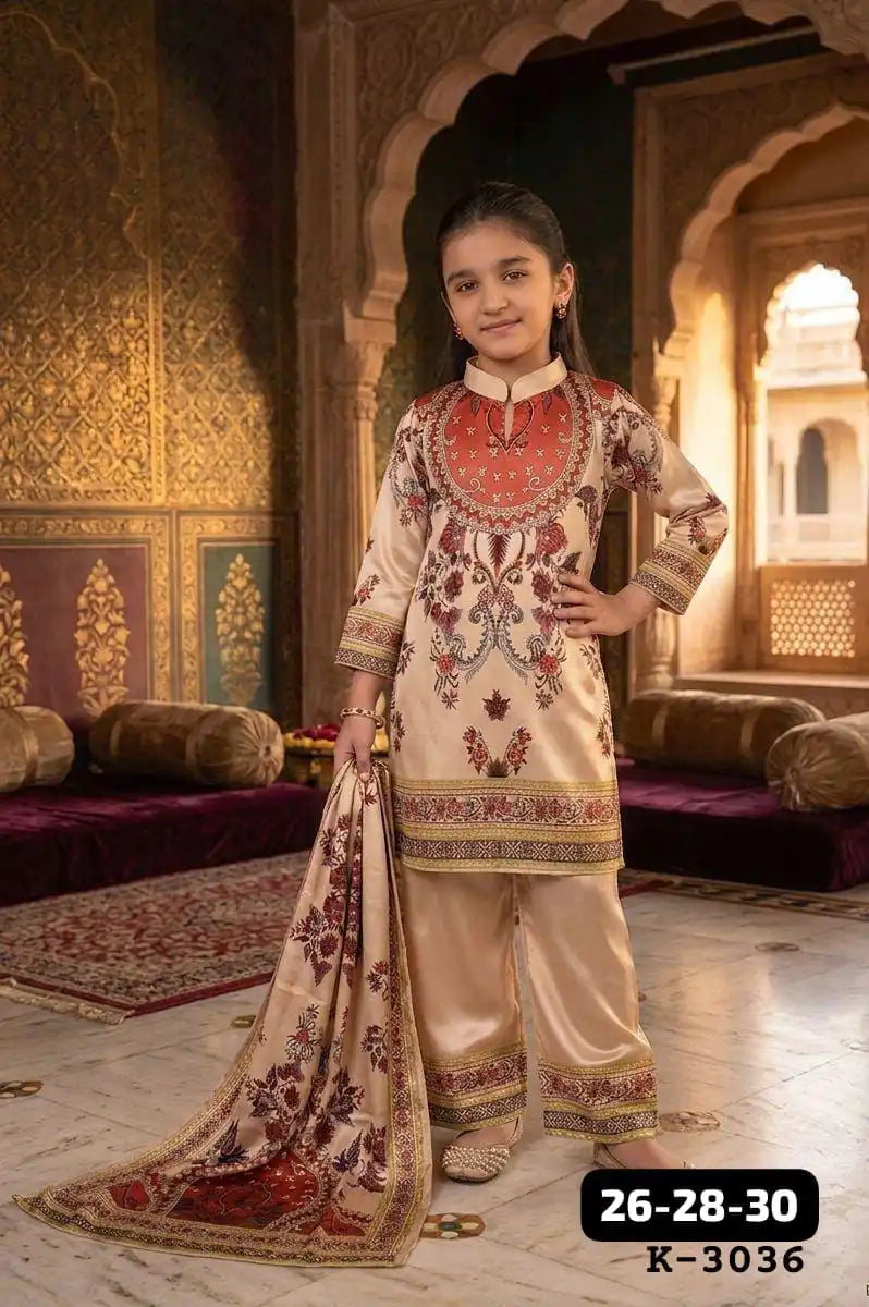 Girls’ Traditional Floral Print Lehenga Choli FZ-PR-08