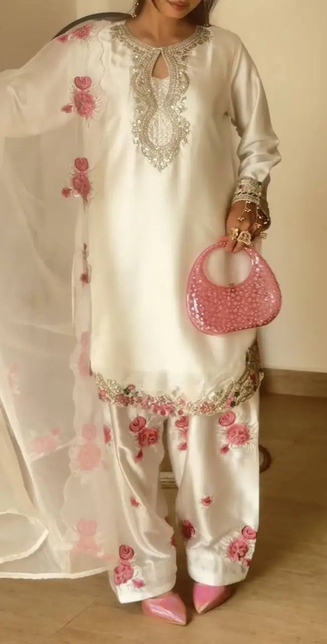 Women's Japan Satin Embroidered Farshi Salwar Kurti Set FZ-PR-51