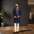 Men's Embroidered Star Silk Kurta Pyjama Set FZ-PR-19