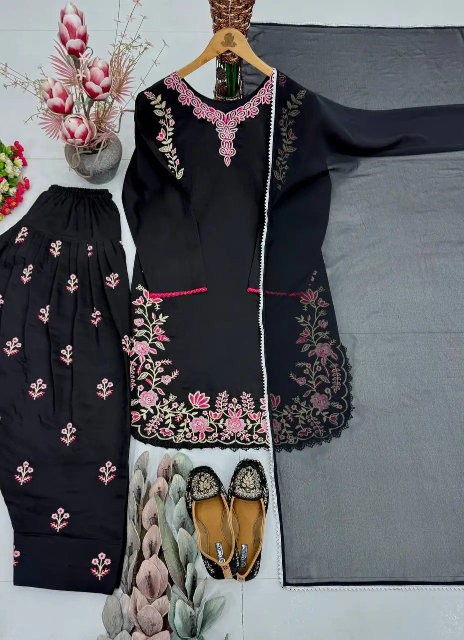 Heavy Embroidered Roman Silk Farshi Salwar Suit FZ-PR-02