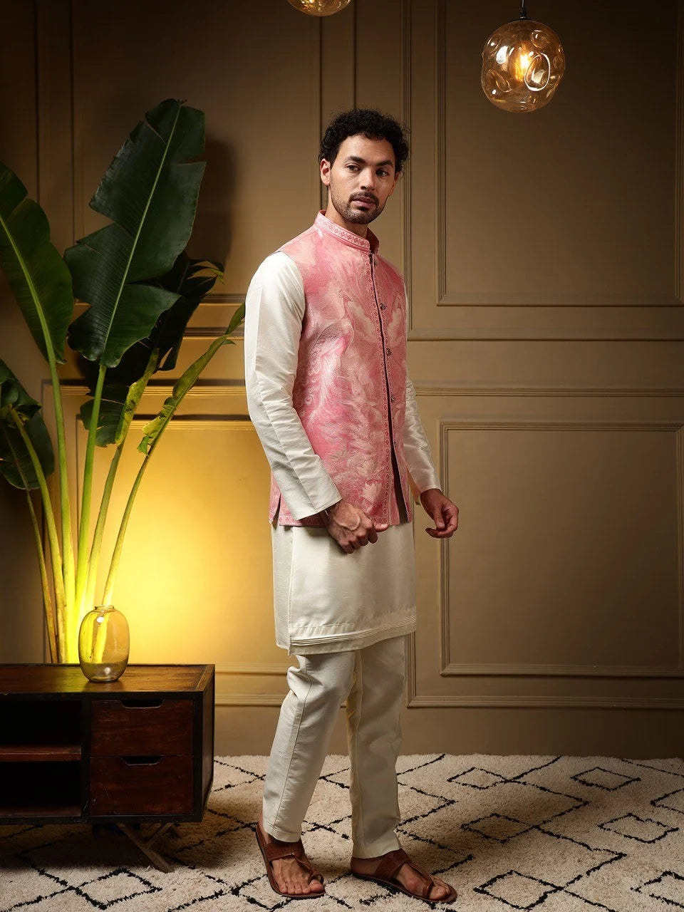 Men's Jacquard Koti Kurta Pant Set FZ-PR-21