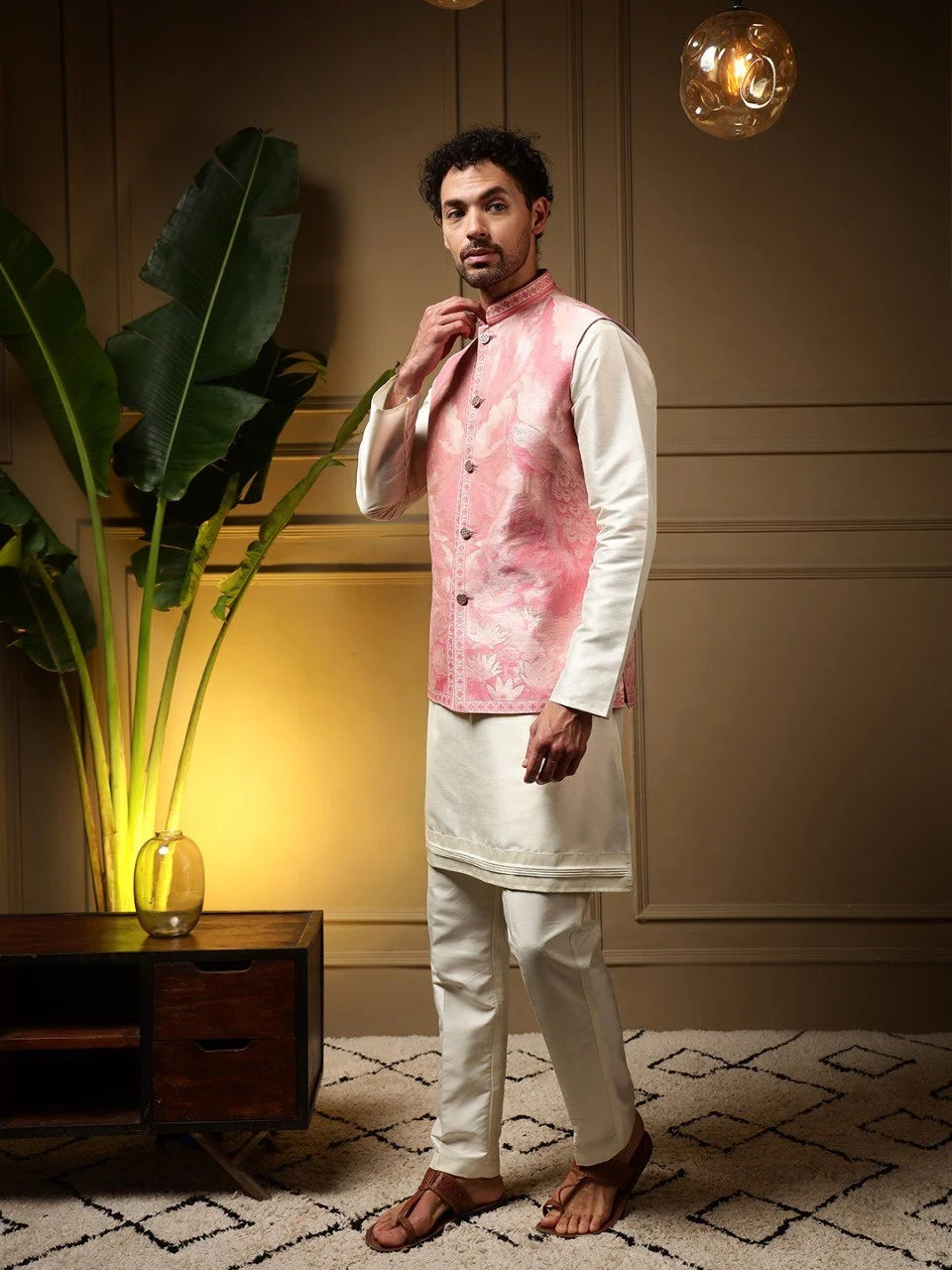 Men's Jacquard Koti Kurta Pant Set FZ-PR-21
