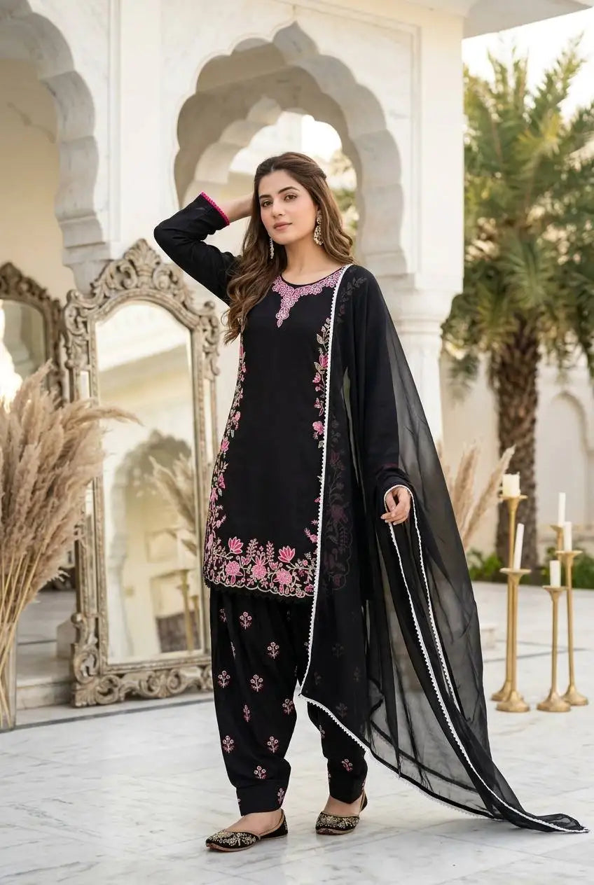 Heavy Embroidered Roman Silk Farshi Salwar Suit FZ-PR-02