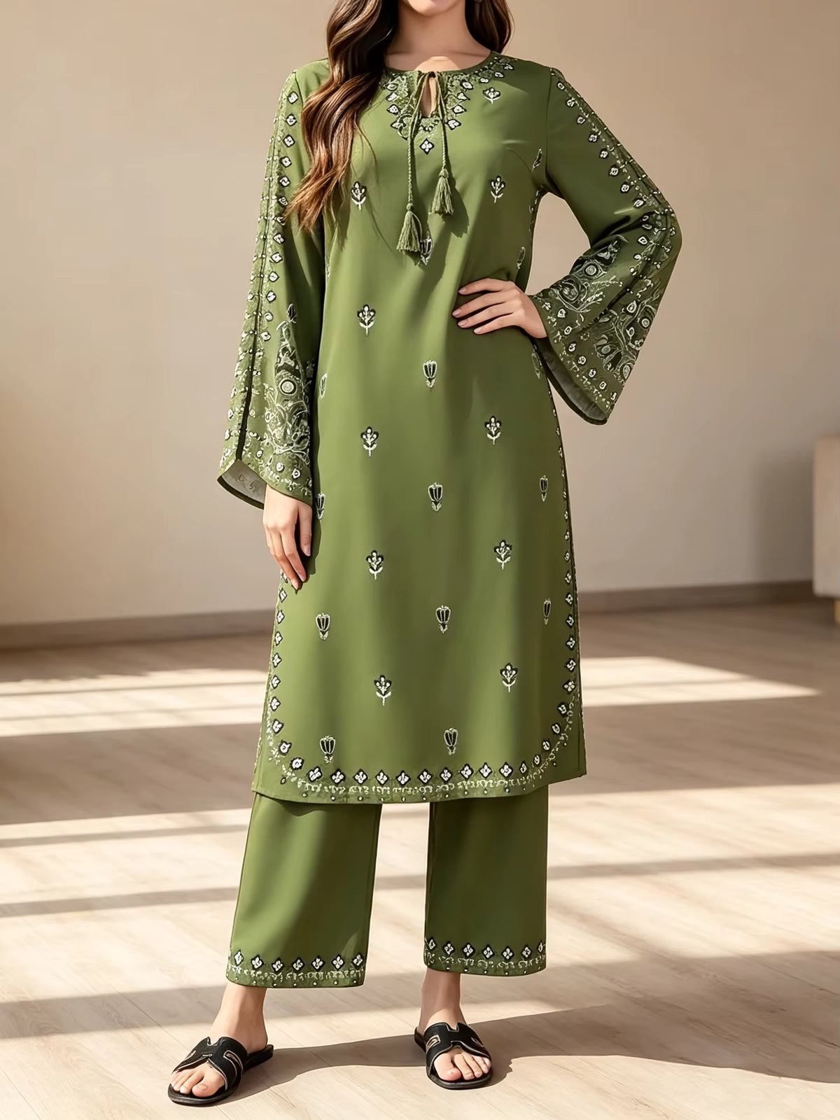 Boho Chic Salwar Suit – Green FZ-PR-11