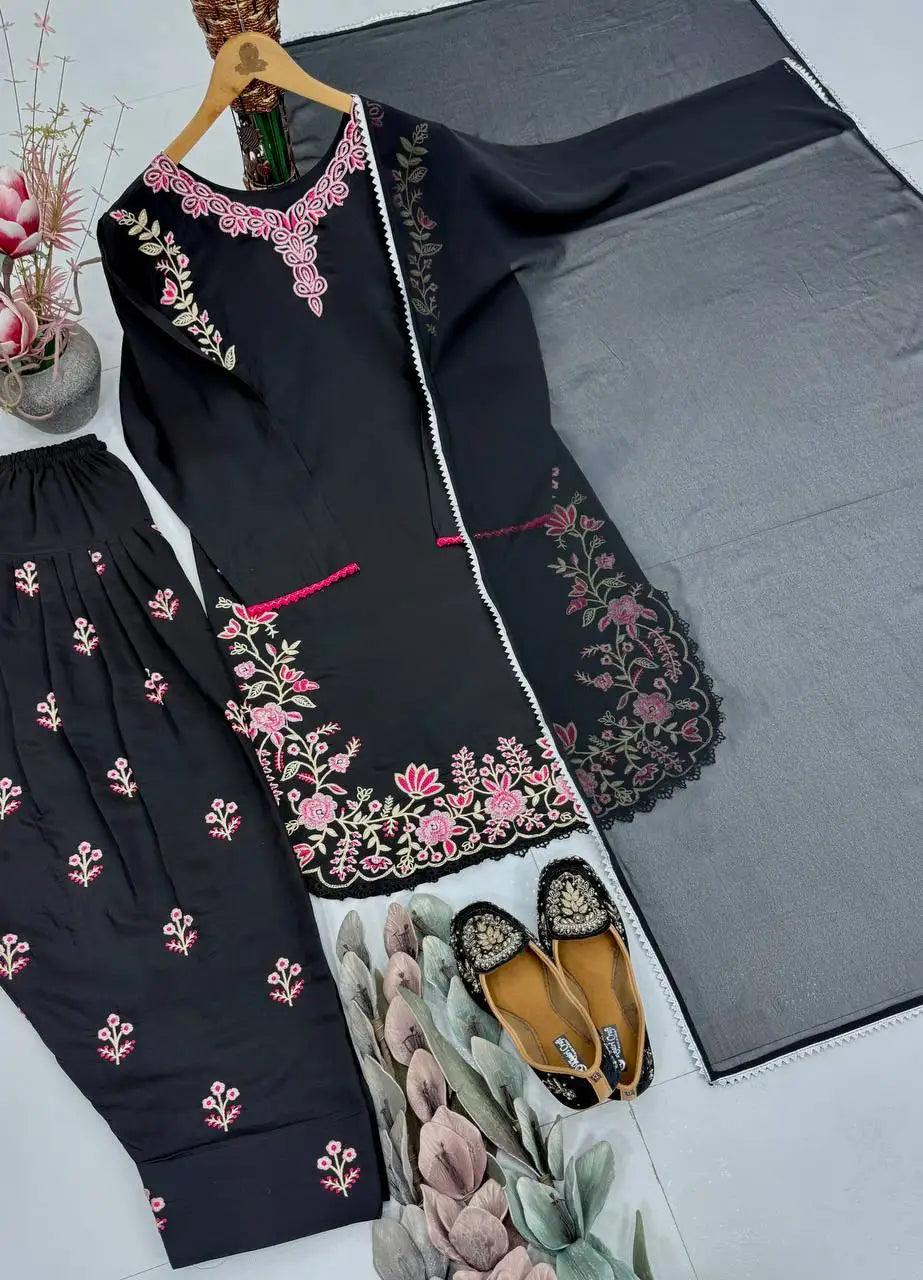 Heavy Embroidered Roman Silk Farshi Salwar Suit FZ-PR-02