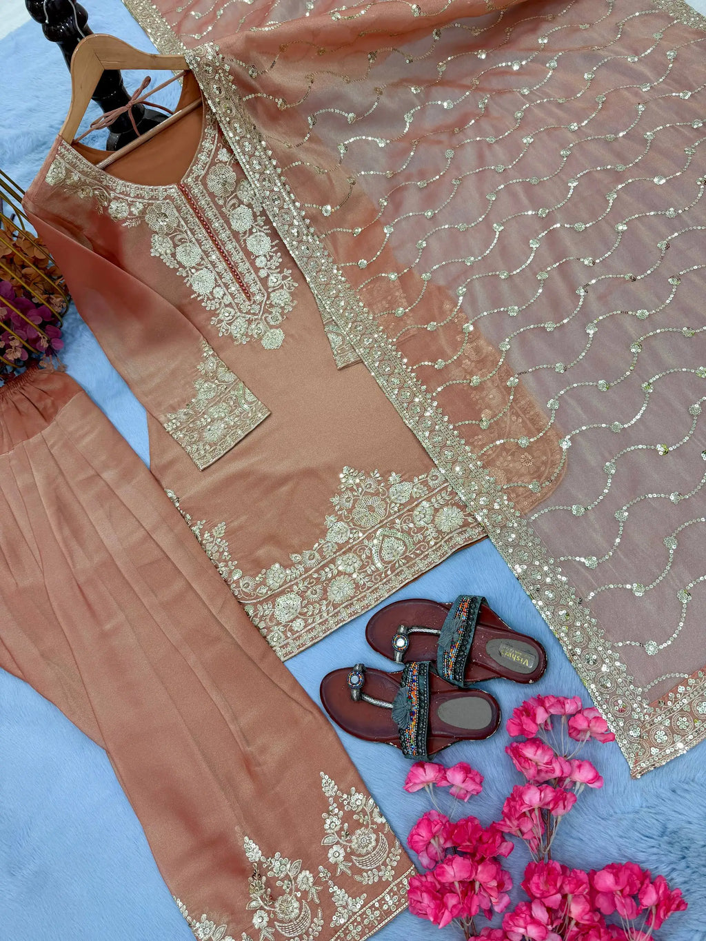 Embroidered Farshi Palazzo Party Wear Suit Set FZ-PR-01