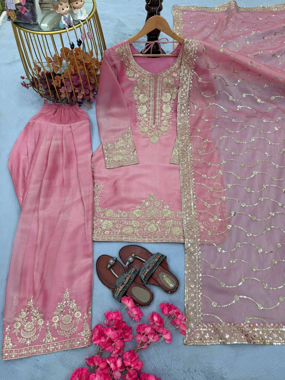 Embroidered Farshi Palazzo Party Wear Suit Set FZ-PR-01