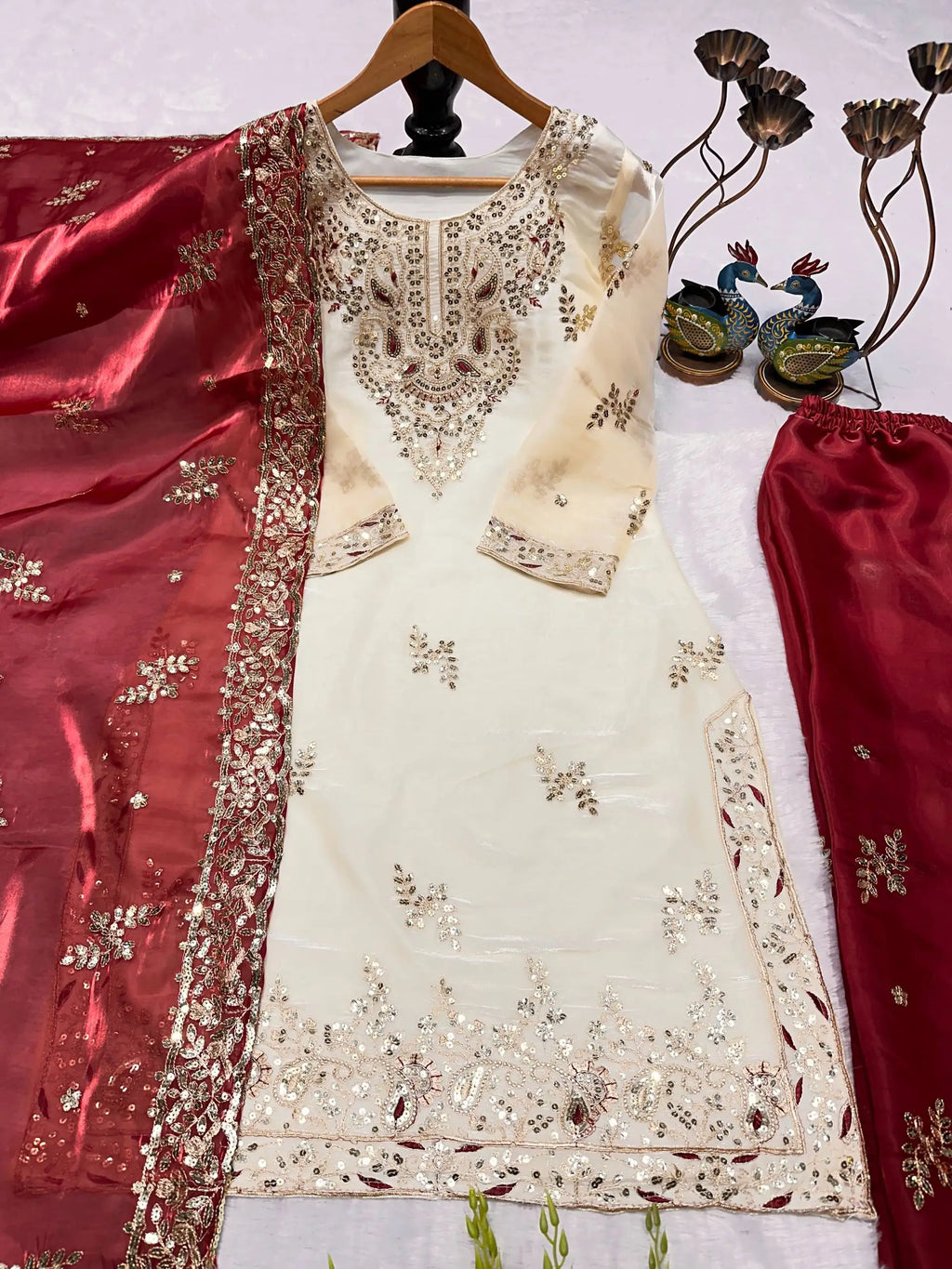 Heavy Embroidered JC Silk Palazzo Suit Set FZ-PR-05