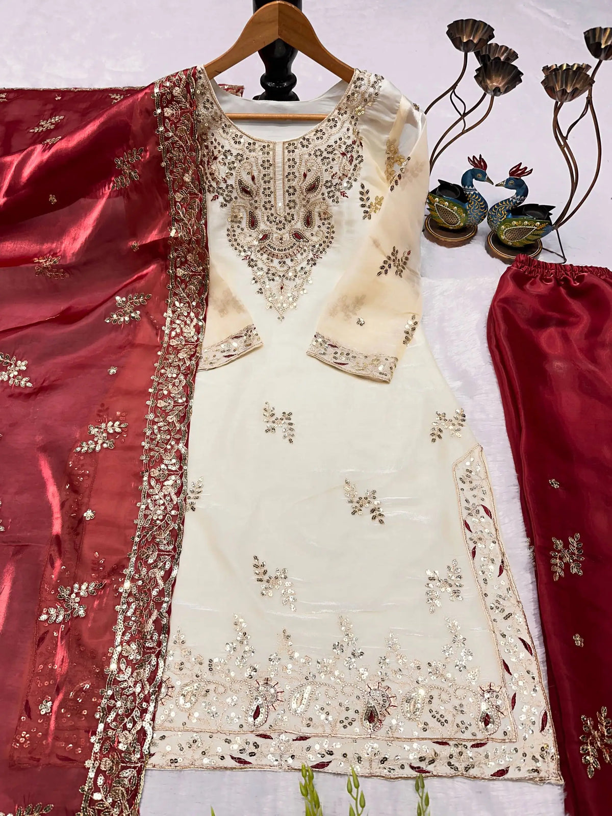 Heavy Embroidered JC Silk Palazzo Suit Set FZ-PR-05