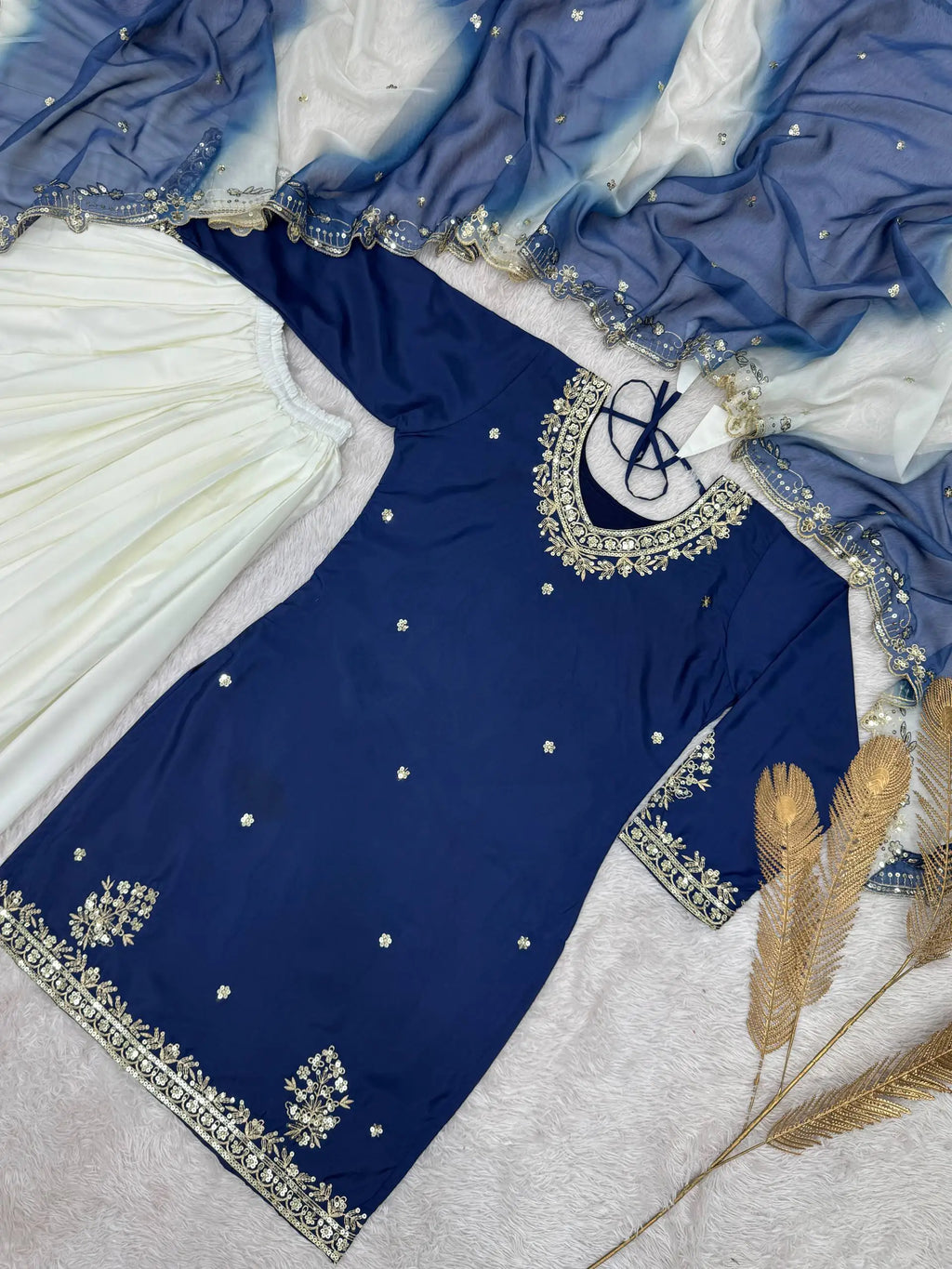 Women's French Crêpe Embroidered Salwar Kameez Set FZ-PR-45