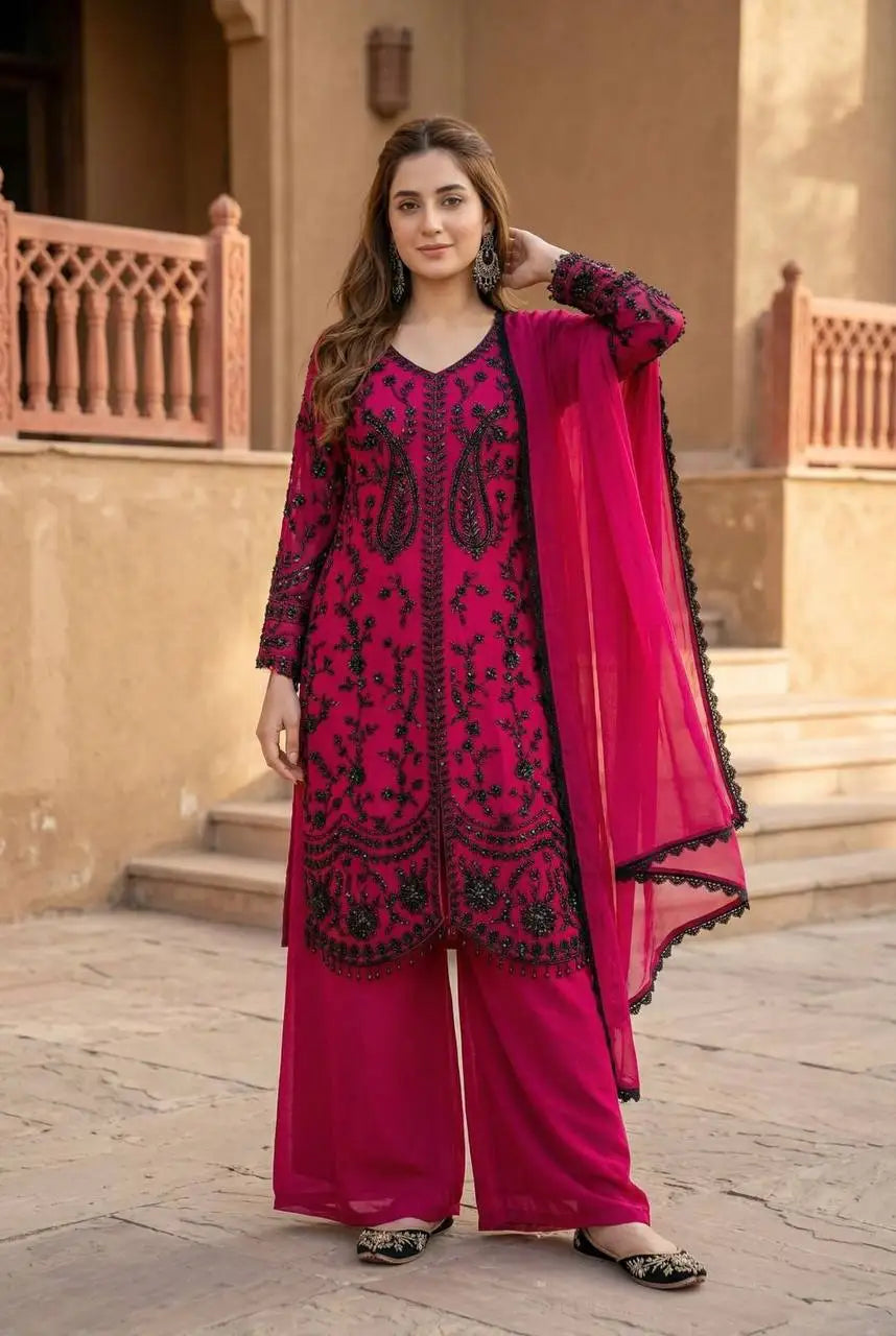 Women's Heavy Faux Georgette Sequin Suit Set FZ-PR-27