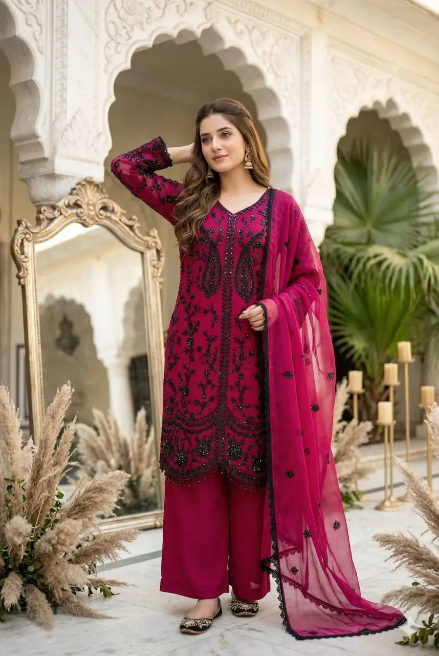 Women's Heavy Faux Georgette Sequin Suit Set FZ-PR-27