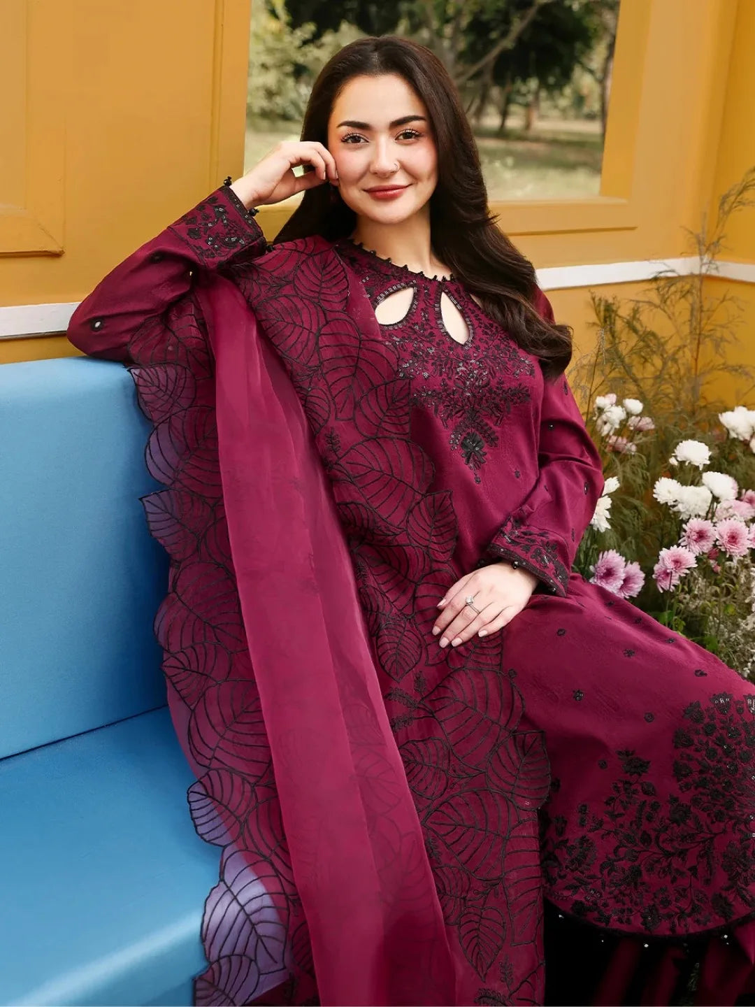 Women's Satin Rayon Embroidered Kurti Palazzo Set FZ-PR-54