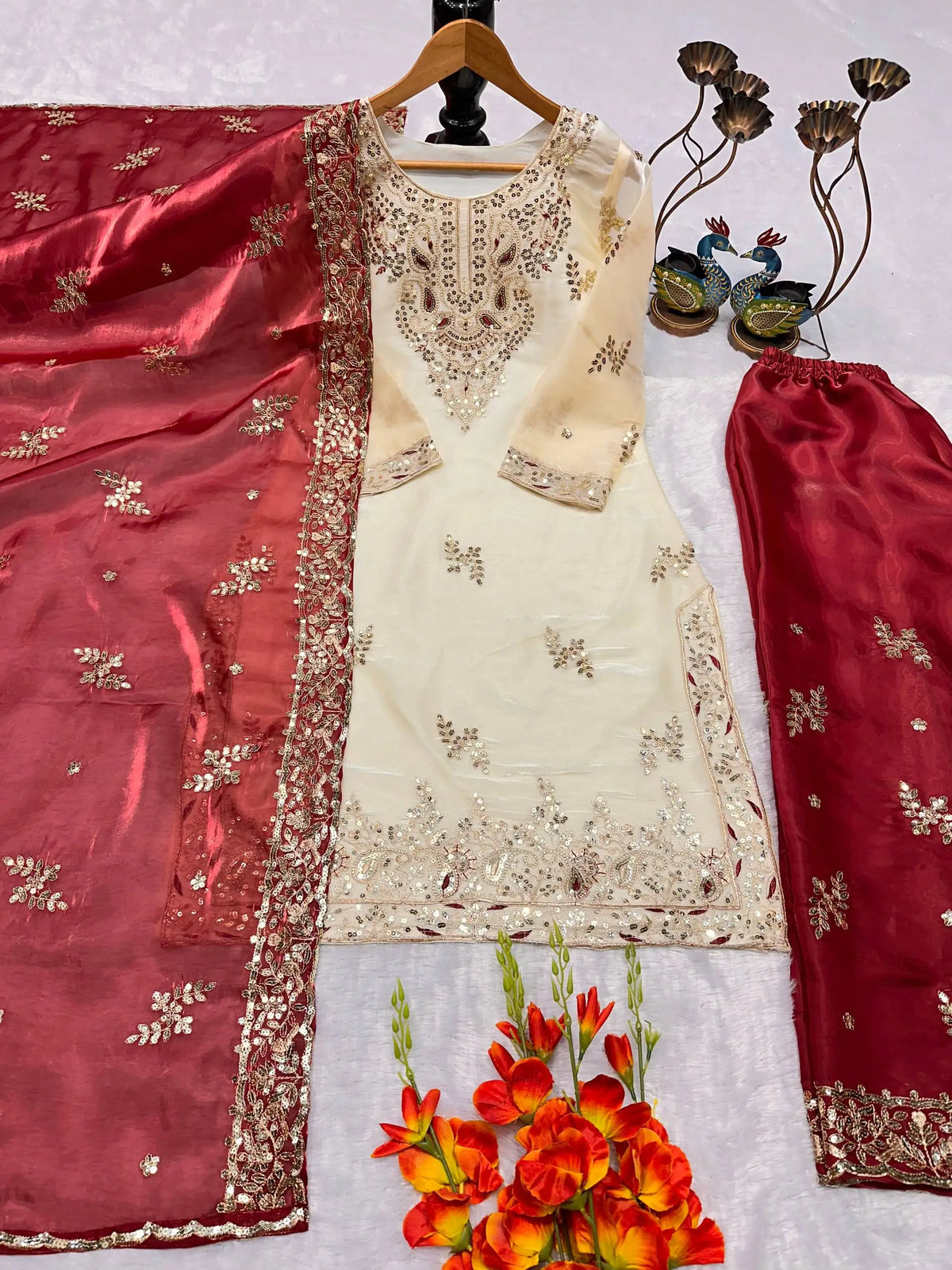 Heavy Embroidered JC Silk Palazzo Suit Set FZ-PR-05