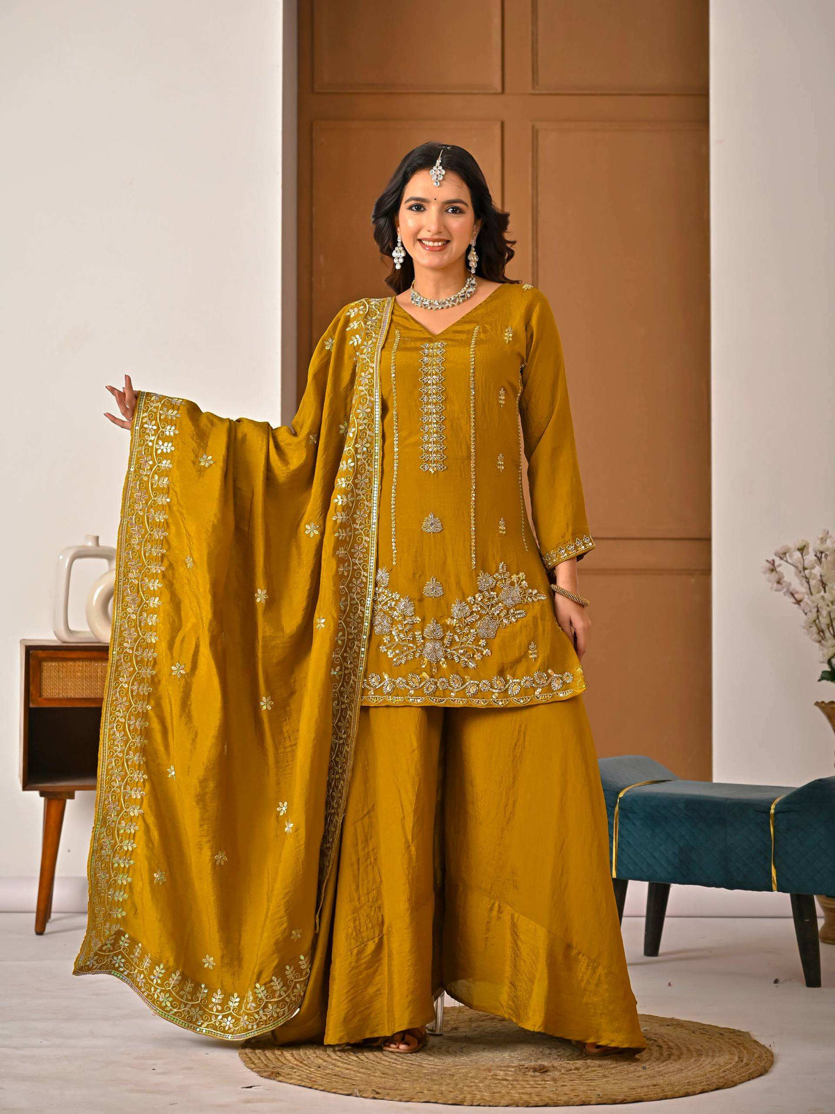 Women's NC Vichitra Embroidered Sharara Palazzo Set FZ-PR-55